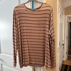 Old Navy Luxe Striped Long Sleeve Top - Red and Tan — long length